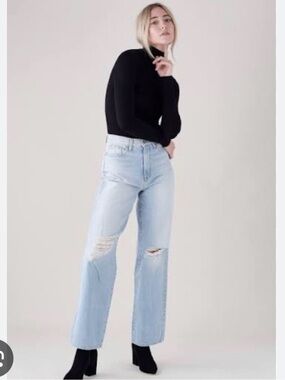Baldwin Kansas City Light Blue Distressed Wide-Leg Jeans - Women